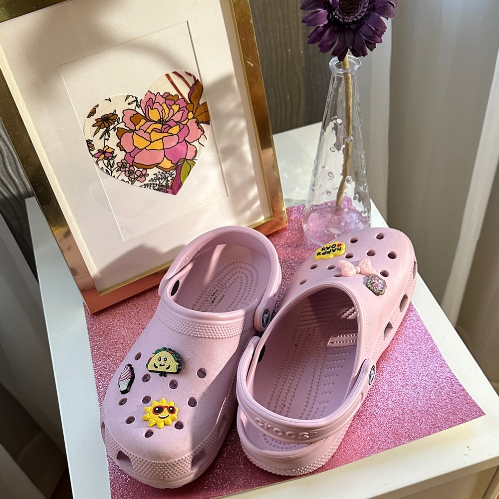 CROCS  Light Pink Sandals with Cute Charms